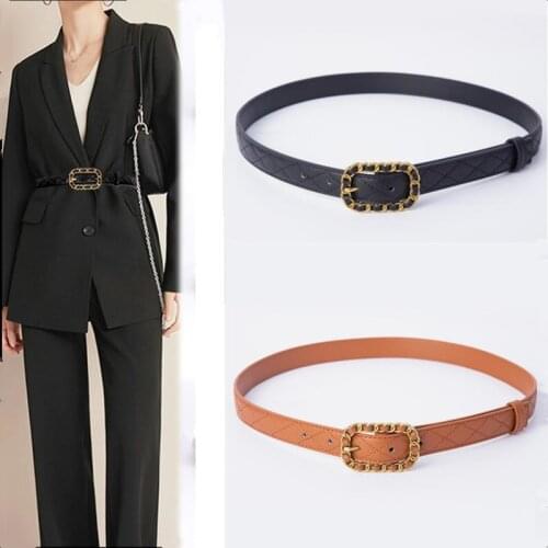 New Design Women Genuine Leather Belts New Fashion High Quality Women Metal Alloy Pin Buckle Belt Luxury Ladies Dress Waistband