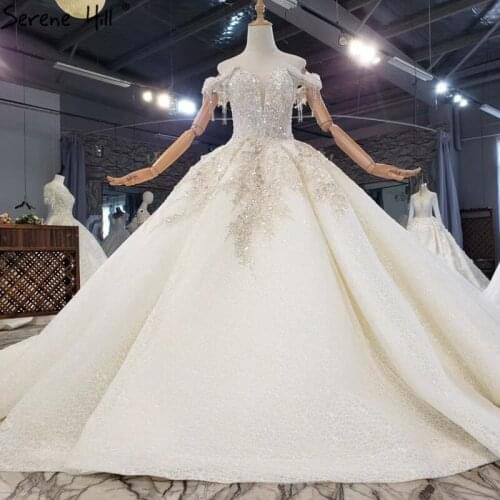 Ivory Luxury Sleeveless Sexy Wedding Dresses 2020 Dubai High-end Beading Bow Bridal Gowns HX0251 Custom Made