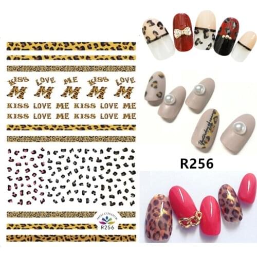 Self-adhesive 3D Stickers for Nails Leopard Letter Love Nail Art Decorations Small Size Fashion Stickers Women Girl Nail Foils
