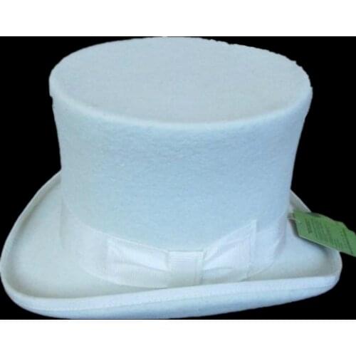 13.5cm(5.3inch) White Steampunk Hat DIY Top Hat Victorian President Traditional Wool Fedoras Hat
