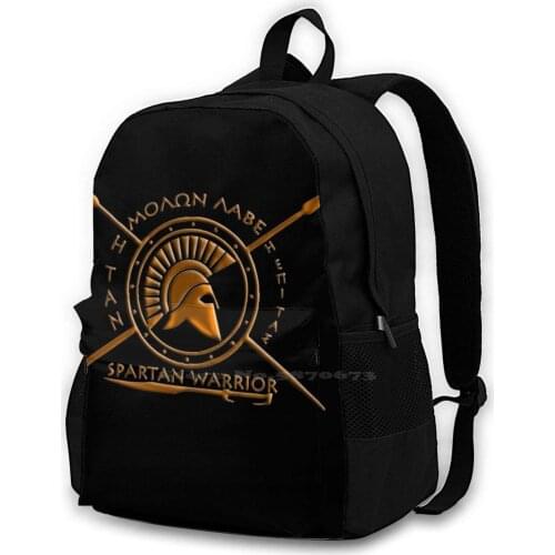 Spartan Warrior - Molon Lave And Come Back With Your Shield Or On It Bag Backpack For Men Women Girls Teenage Black Spartan