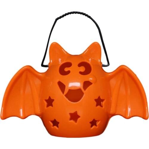 LED Halloween Pumpkin Bucket with Sound Plastic Portable Pumpkin Bucket Trick or Treat Candy Box Halloween Party Decor Props
