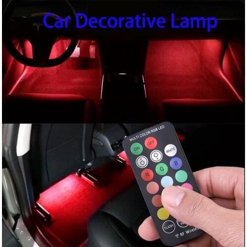LED Car Foot Light Ambient Lamp With USB Wireless Remote Multiple Modes Automotive Interior Decorative Lights car accessories