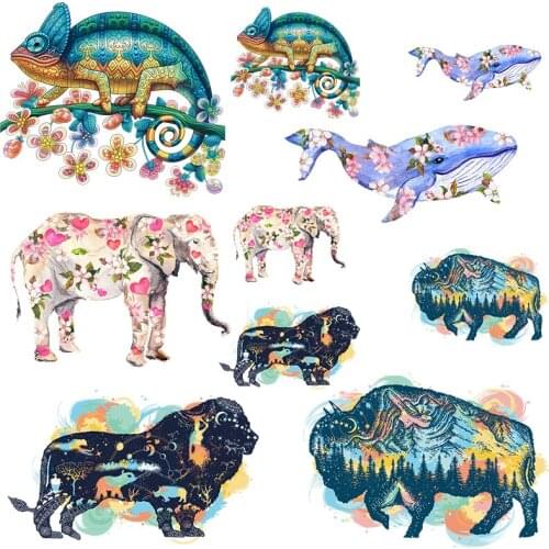 Heat Transfer Patches Thermal Beautiful Flower Animals Patch Sticker on Clothes Applique Iron-on Transfers For Clothing Stickers