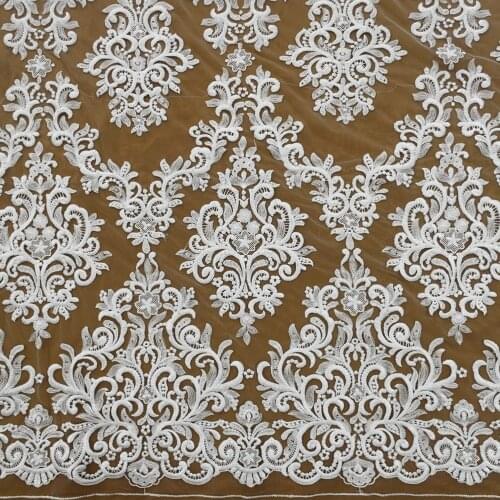2021 latest Snow White Embroidery Fabric Tulle French Nigeria Lace for Wadding Dress HY1446-4