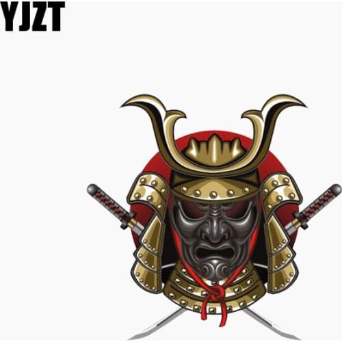 YJZT 11.6CM*10.8CM Mask Katana Personality The Tail Of The Car Decal Reflective Car Sticker C1-7777