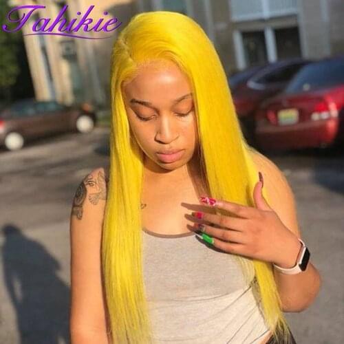 Yellow Wig Straight Lace Front Wig 13x1 Lace Front Wigs Transparent Colored Human Hair Wigs Tahikie Wigs For Women Human Hair