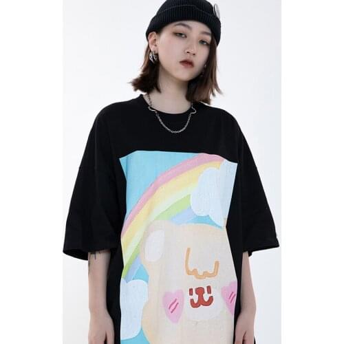 Kawaii Anime Print T Shirts Women Y2k Aesthetic Chic Streetwear Tees 2021 Spring New Harajuku Streetwear Casual Female T-shirt