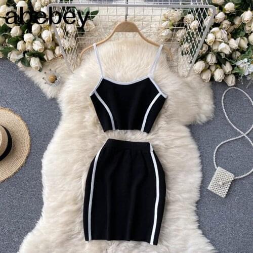 Women Summer Design Hollow Pink Suits Sexy Sleeveless Backless Strap Short Tops+Short Skirts Two Piece Set