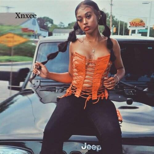 Women Sexy Backless Hollow Lace Up Vest Bandage Pu Leather Y2K Corset Tops Female Tanks Fashion Party Clubwear Tees Tank Clothes