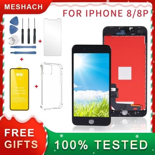 AAA+++ LCD Display For iPhone 8/8PLUS 3D Touch Screen Assembly Replacement+Tools+2PCS Tempered Glass+Phone Case
