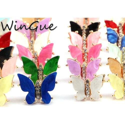 1 Pair, Resin Butterfly Stud Earrings For Women Gold Color Colorful Butterfly Earrings Crystal Brinco Jewelry Studs For Girls