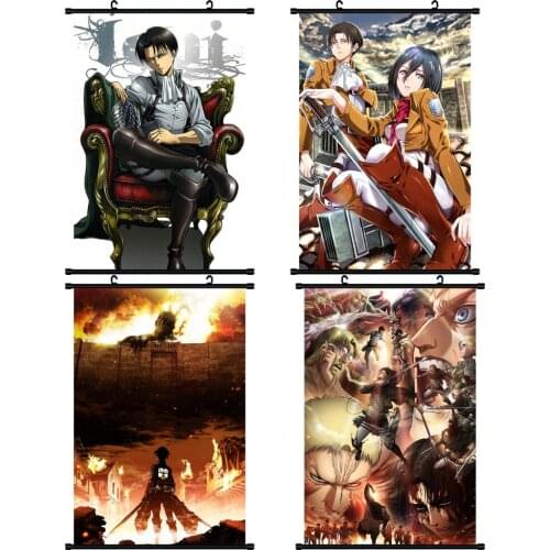 1pcs Japan Anime Cartoon Attack on Titan Printed Scroll Picture Poster Cosplay Prop Wall Decor for Women Men Gift