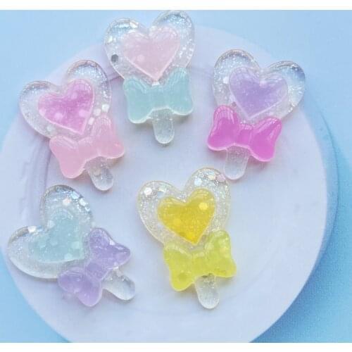 10Pcs Cute New Mixed Shiny lollipop Flatback Cabochon Scrapbook Kawaii DIY Embellishments Accessories F97