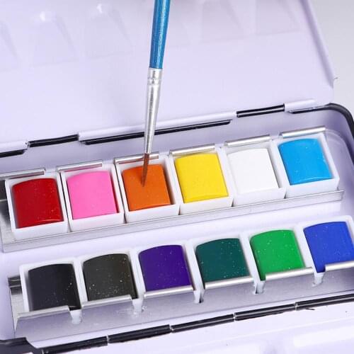 12 Watercolor Paint Set Handheld Replaceable Paint Palette Suitable For Artists Students Gouache Painting