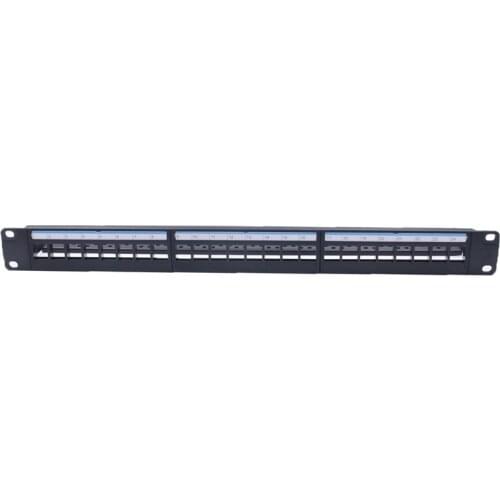 1U Cabinet Pass-Through 24 Port CAT6 Patch Panel RJ45 Connector Network Cable Adapter Keystone Jack Frame
