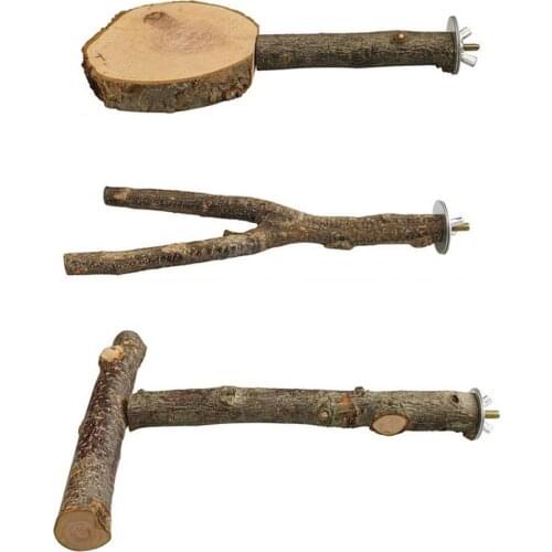 3Pcs Pet Parrot Bird Standing Stick Wood Pole Bird Cockatiel Parakeet Perches Bite Claw Grinding Toy Bird Cage Accessories