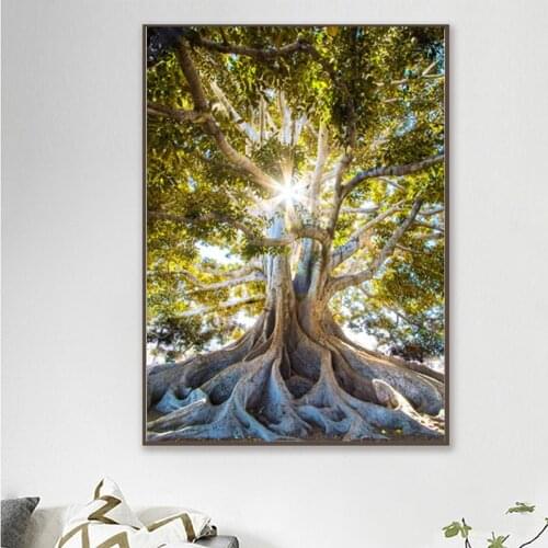 5D Diy Diamond Painting Full Square Round Drill Tree Of Life Sunlight Landscape Diamond Embroidery Mosaic NeedleworkZP-3199