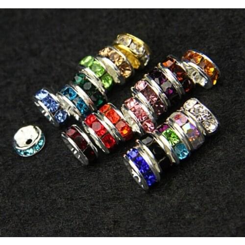 6mm 8mm 10mm 12mm 200pcs/lot white Clear mixed multicolor Czech glass Spacer Beads round Metal silver Plated DIY w6363 crystal