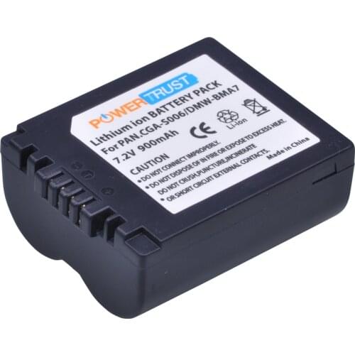PowerTrust CGA-S006 DMW-BMA7 S006A BMA7 S006E Batteries for Panasonic Lumix DMC FZ7 FZ8 FZ18 FZ28 FZ30 FZ35 FZ38 FZ50