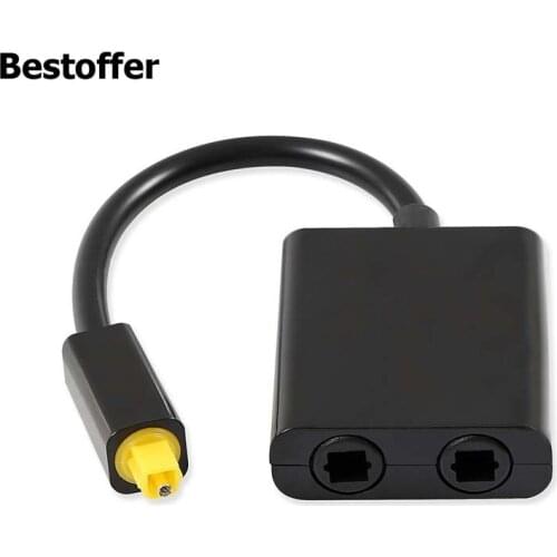 1 Male to 2 Female Digital Toslink Optical Fiber Audio Cable Splitter Adapter 1 Input 2 Output