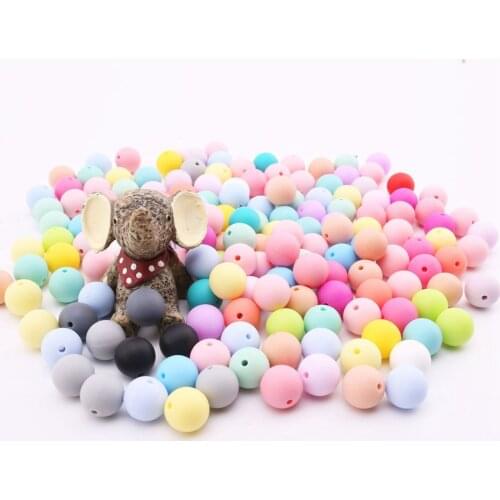 Bite Bites 100pcs 12-20mm Baby Silicone Beads Teether Round Teething Jewelry Food Grade Infant For DIY Chewable Children Goods