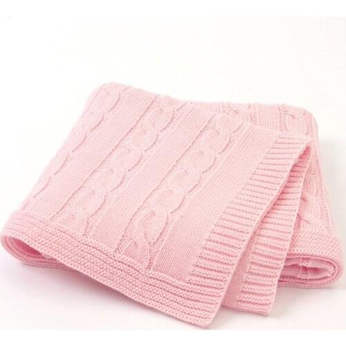 Baby Acrylic Knitted Blanket Wrapper Breathable Newborn Swaddle Wrapper Spring Summer Solid Color Baby Stroller Blanket Bedding