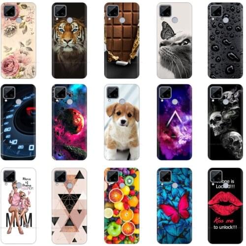 For Realme C15 Case Flower Cat Painted Shell Bumper Silicone TPU Soft Phone Back Cover for OPPO Realme C15 Cases 6.5 inch Fundas
