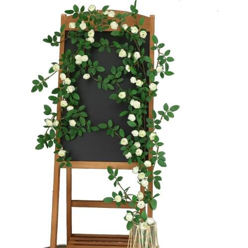 Home Manor Pastoral Style Simulation Rose Rattan Hanging Type Artificial Flower Vine for Wedding Festival Decoration