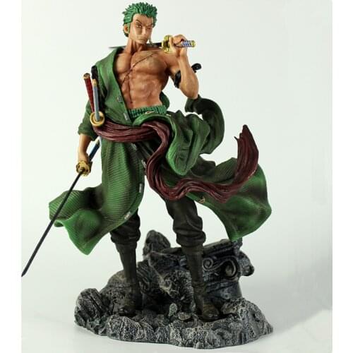 One Piece Roronoa Zoro Battle Form Statue PVC Full-length Desk Decoration Collection Action Figure Model Toys 32cm