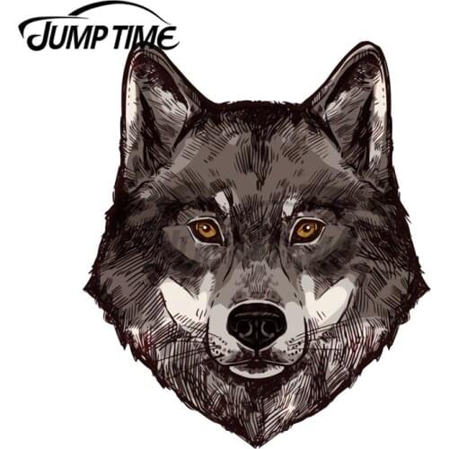 JumpTime 13 x 10.2 cm For Wolf Face Trunk Windshield Personality Car Stickers Waterproof Anime Motorcycle RV Cartoon Decal
