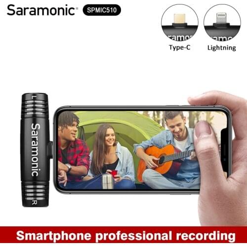 Saramonic SPMIC510 Di/UC Compact Stereo Plug-and-play Microphone with Dual condenser Lightning/Type C Jack for iPhone Android