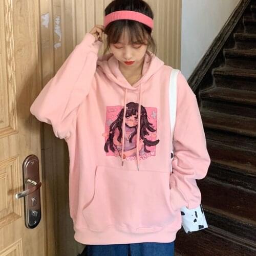 Mikan Tsumiki Cartoon anime kawaii Sweet girls Japan streetwear Harajuku casual top chic vintage loose women Pullover sweatshirt