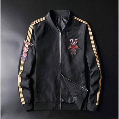 Men New luxury kiryaquy Rib Sleeve Embroidered Rabbit Lover Striped couple Baseball Coats & Jackets Abstract coat Motor #N139