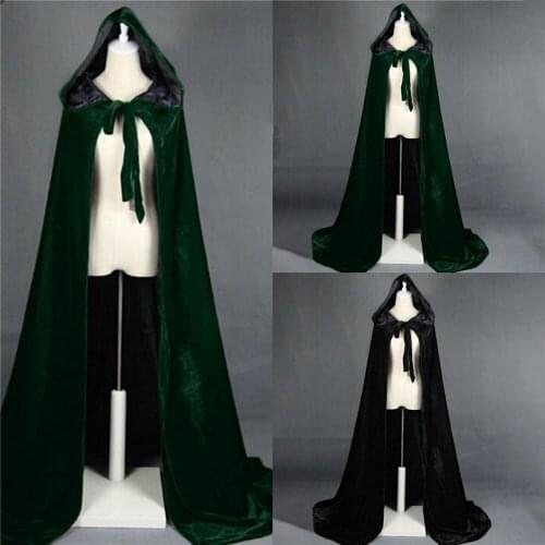 Hot Sale Velvet Hooded Cloaks Winter Wedding Capes Jackets Wicca Robe Warm Halloween Christmas Long Bridal Wraps