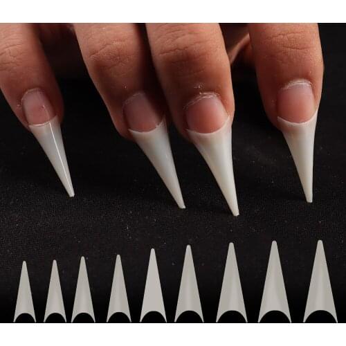 100Pcs Tips For Nails Artificial Nails With Design C-shaped Semi-Covered Drip Tip Acrylic Reusable Nail Kit