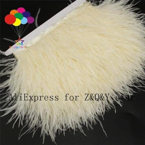 Z&Q&Y natural beautiful ostrich hair dyed pale yellow made cloth edge DIY stage performance clothing craft accessories feather