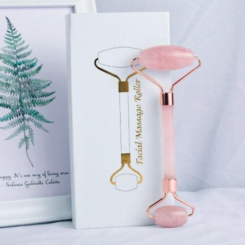 Natural Anti-Wrinkle Rose Quartz Roller Jade Stones Doubled Head Manual Face Massage Lifting Minimize Swelling Skin Care Product