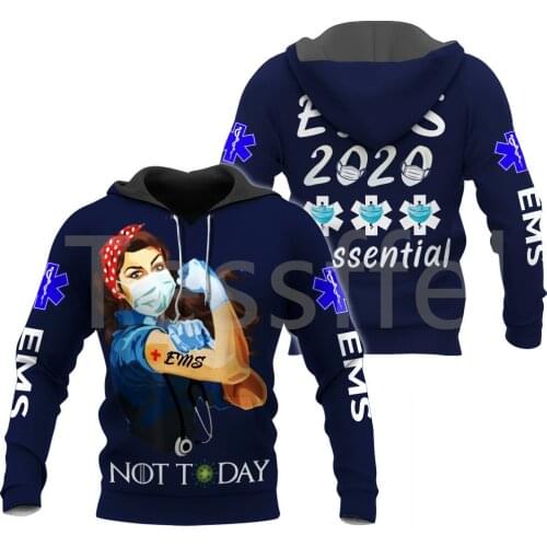 Tessffel Newest Emergency Medical Technician EMT EMS Paramedic Nurse NewFashion 3DPrinted Tracksuit Autumn Hoodies Men/Women C13