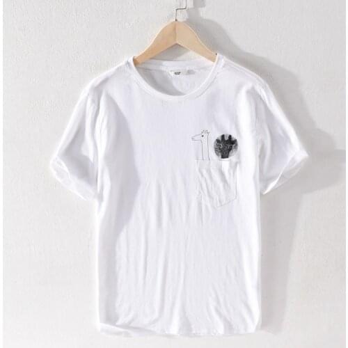 Summer new arrival short-sleeved linen t shirt men brand casual t shirts for men white round neck t-shirt mens overhemd camiseta