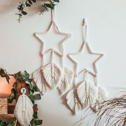 DUNXDECO Home Decoration Accessories Wall Pendants Star Handmade Weaving Ornament Bohemian Fresh Simple Room Decorating Hanging