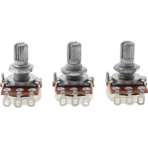 3pcs B250k Potentiometer Splined Pot Electric Guitar Bass Effect Amp Tone Volume 10mm Shaft Parts