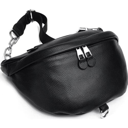Unisex Genuine Leather Waist Bag Mens Belt Fanny Packs Bag Male Hip Bum Waist Packs Mens Phone Pouch Messenger Shoulder Bag