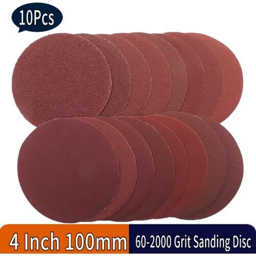 10pcs 4 Inch 100mm 60-2000 Grit Round Shape Sanding Discs Hook Loop Buffing Sheet Sandpaper Sander Polishing Pad Dry Sanding