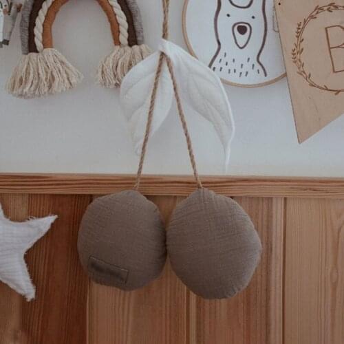 N7ME Cute Cherry Wall Hanging Ornaments Cotton Kids Room Nordic Style Hanging Decorations Baby Bedroom Home Party Wedding Wall