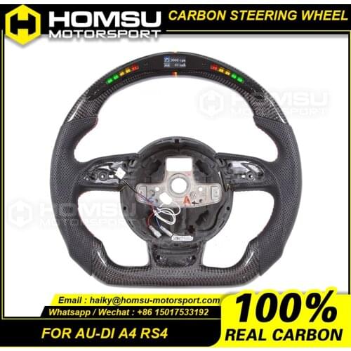 LED Carbon Fiber Flat Bottom Steering Wheel Compatible with audi S4 A4 led performance Carbon Fiber Flat Bottom Steering Wheel