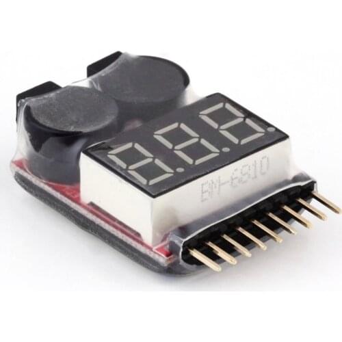 2 IN 1 1-8S Lipo/Li-ion/Fe Battery Voltage Tester Low Voltage Buzzer Alarm Checker For Vehicles & Remote Control Toys