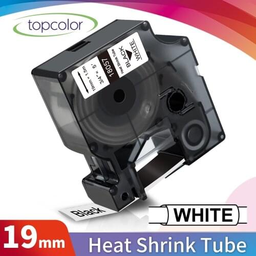 Topcolor 19mm Labeling Tape Replace Dymo Heat Shrink Tube Industrial Tape Black on White for Dymo Rhino 4200 6000 Label Printer