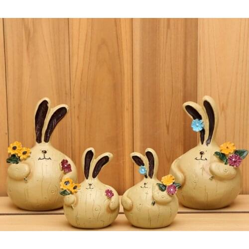 Ornaments Resin Decoration Crafts Creative Home Furnishing Cartoon Fat Garlic Rabbit Adornment Happy Family Birthday Present