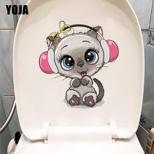 YOJA 21.6×23.8CM Cute Siamese Cat Home Kids Room Decoration Wall Stickers Fun WC Toilet Decals T1-2886